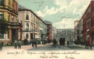 Bremen, Bahnhofstrasse / railway station street, shop of E. Missler, tram (EK)