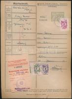 1950 Marhalevél,  3db, borjúvágási utalvánnyal  ill., állatorvosi igazolvánnal, illetékbélyeggel