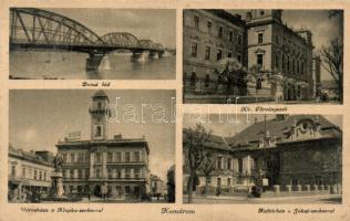 Komárom, Komarno; Dunai híd, Városháza, Klapka szobor, Királyi Törvényszék / bridge, town hall, statue, court