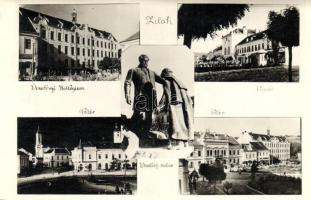 Zilah, Zalau; Wesselényi Kollégium és szobor, Vigadó, Fő tér / boarding school, statue, main square, Foto Elite Peter