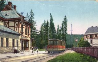 Tátralomnic, Tatranska Lomnica; Villamos vasúti állomás / tram station (fa)