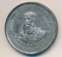 Klassohn Antal 1870. "Elhunyt 1849 Október 6-án - Eltemettetett Sz.K.Pest Városa Által 1870. Június 9. / Alkotmány és Törvény" ezüstözött emlékérem Gróf Batthyány Lajos újratemetésének emlékére (35,5mm) T:2-,3 ph.