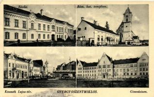 Gyergyószentmiklós, Gheorgheni; zárda, gimnázium, Kossuth Lajos tér / nunnery, grammar school, square (fl)