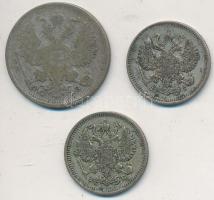 Orosz Birodalom 1901. 20k Ag + 1912-1914. 10k Ag (2x)  T:2-,3
Russian Empire 1901. 20 Kopeks Ag + 1...
