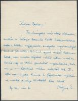 Mályusz Elemér (1898-1989) történész, akadémikus  aláírása Komjáthy (Kring) Miklósnak küldött autogr...