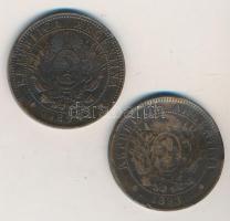 Argentína 1893-1894. 2c Br (2x) T:2-,3 egyik hajlott Argentina 1893-1894. 2 Centavos Br (2x) C:VF one curved