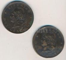 Argentína 1893-1894. 2c Br (2x) T:2-,3 egyik hajlott
Argentina 1893-1894. 2 Centavos Br (2x) C:VF o...