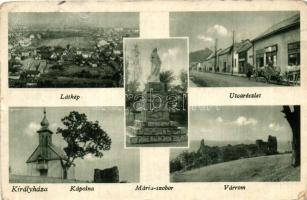 Királyháza, Koroleve; utca, várrom, kápolna, Mária szobor / street, castle ruin, chapel, statue (fa)