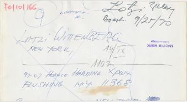 cca 1970 Vendéglátósok. Latzi Wittenberg. New York.  A Magyar Hírek fotója, hátoldalán pecséttel. 13...