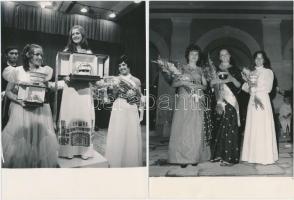 cca 1972-1975 A füredi Anna-bál és nyertesei. 3 db fotó, ebből egy a hátoldalán pecséttel, 13x19 cm
