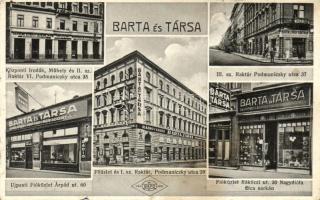 Budapest, Barta és Társa központi irodák, raktár, főüzlet, fióküzlet és Újpesti fióküzlet (b)