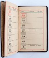 1924 Igényes, bőrkötésű heti jegyzék naptár. Kitöltetlen, szép állapotú