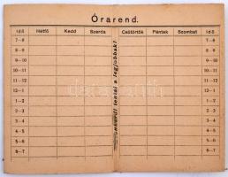 cca 1910 Leonhardi szecessziós, reklámos órarend füzet. Kitöltetlen 8x11 cm