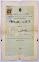 1887 Székelyudvarhelyi állami kő és agyagipari szakiskola bizonyítványa