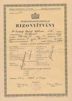 1940 Bp., V. Sütő iparostanonc bizonyítványa