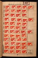 1949 Magyarországi Vas és Fémmunkások Szövetsége tagsági igazolvány rengeteg bélyeggel + segélybélyegekkel