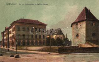 Kolozsvár, Cluj; Evangélikus Református főgimnázium, Bethlen bástya / grammar school, tower (r)