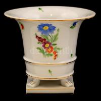 Herendi virág mintás váza, kézzel festett, jelzett, hibátlan, m:12,5 cm