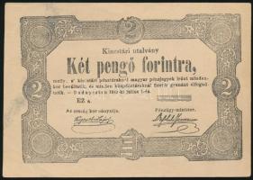 1849. 2Ft "Kincstári utalvány" 1962-es utánnyomata "A magyar pénz története kiállítás" felülbélyegzéssel hátlapján / reprint T:II-,III