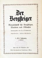 1931 Der Bergsteiger Monatschrift für Bergsteigen Wandern und Skilaufen. Kiadói egészvászon kötésben