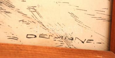 Demáné jelzéssel: Lovasszán. Tus-akvarell, papír, üvegezett keretben, 24×31 cm