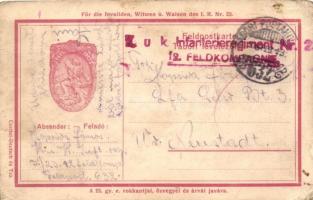 1918 Tábori posta levelezőlap alakulat címerrel 23. gyalog ezred + TÁBORI POSTA 632 / 23. Infantry Regiment of the Austrian-Hungarian army, charity postcard