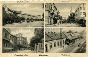 Komárom, Komarno; Deák Ferenc és Nádor utca, vasútállomás, Igazságügyi palota / streets, railway station, palace of justice (EK)