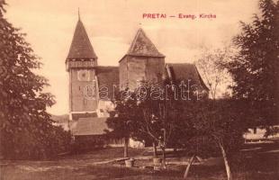 Baráthely, Pretai, Brateiu; Evangélikus templom, kiadja Fritz Guggenberger / Lutheran church (ázott / wet damage)