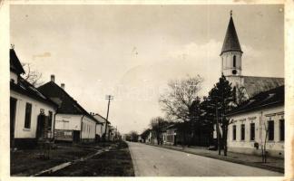 Bánffyhunyad, Huedin; utca, Római Katolikus templom, Tótelekám Tamás csizmadia üzlete / street, catholic church, shop (fl)