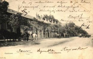 Komárom, Komárno; Újvárosi vasútállomás, lovaskocsi / railway station, horse carriage (EB)