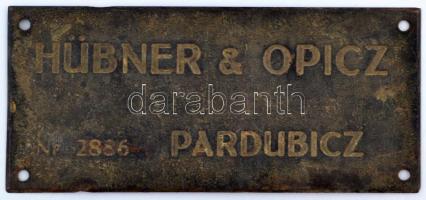 ca 1910 Hübner & Opicz gépgyár fémtábla / Mill machines metal plate 18x9 cm