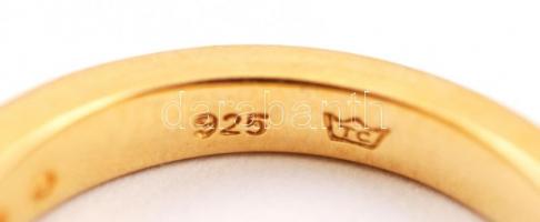 Aranyozott ezüst gyűrű kövekkel,  Ag., 5gr., jelzett , méret: 59 /Gold-plated silver ring with stone...
