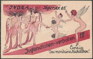 cca 1940 Indra belrini night klubot reklámozó nyomtatvány. / cca 1940 Berlin night club advertising