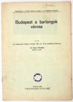 Kadić Ottokár: Budapest a barlangok városa. Klny. a Földtani Értesítő új folyam I. 4. és következő számaiból. Bp., 1936, Magyar Barlangkutató Társaság. Tűzött papírkötésben, kis sérüléssel, 20 p.