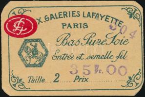 cca 1930 Paris, Galeries Lafayette belépőjegy / ticket