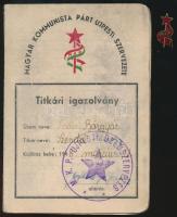 1948 Magyar Kommunista Párt Újpesti szervezete titkári igazolvány és zománcozott jelvény