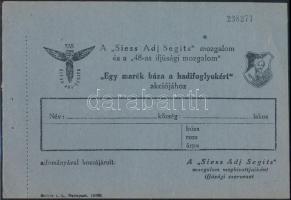 1946 Siess! Adj! Segíts! - A magyar nép összefogása a hadifoglyok, kórházak és tüdőbetegek megsegítésére, az S.A.S. mozgalom adományszelvénye