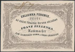 cca 1850 Bp., Zelenka Ferenc fésűs reklámos számlája