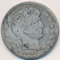 Amerikai Egyesült Államok 1902O 1/4$ Ag "Barber" T:3 USA 1902O Quarter Dollar Ag "Barber" C:F