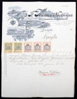 1912 Újléta Krener és utóda borkereskedés grafikus fejléces számla / Wine product maker invoice with graphics