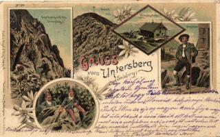 Untersberg, Doppsersteig, Geieck, Untersberghaus, Bergführer / mountain, folklore, dwarves, floral, litho (b)