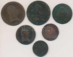 6db-os vegyes magyar rézpénz tétel, közte 1812S 1/2kr Cu, 1868KB 1kr Cu T:vegyes