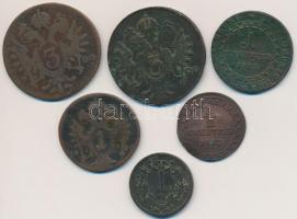 6db-os vegyes magyar rézpénz tétel, közte 1812S 1/2kr Cu, 1868KB 1kr Cu T:vegyes