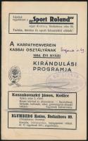 1934 A Karpathenverein Kassai osztályának kirándulási nyári programja, pp.:15,  16x10cm