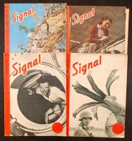 1941-1944 A Signal újság 4 db száma, benne látványos színes felvételekkel a II. világháborúból