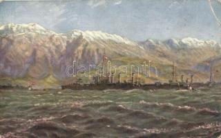 Az osztrák-magyar csapatok által elfoglalt Lovcen / Der durch österr-ung. Truppen eroberte Lovcen / WWI Austrian-Hungarian military, battleship, Kilophot K. 1384. (EK)