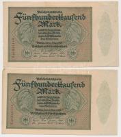 Németország / Weimari Köztársaság 1923. 500.000M (4x) közte 2db sorszámkövető és 2db közeli sorszám T:I- Germany / Weimar Republic 1923. 500.000 Mark (4x) with 2pcs of sequential serials and 2pcs close serial C:AU