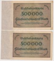 Németország / Weimari Köztársaság 1923. 500.000M (4x) közte 2db sorszámkövető és 2db közeli sorszám ...