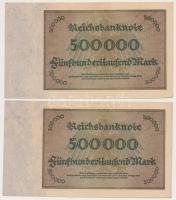 Németország / Weimari Köztársaság 1923. 500.000M (4x) közte 2db sorszámkövető és 2db közeli sorszám ...