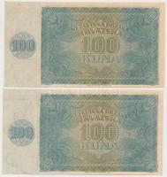 Független Horvát Állam 1941. 100K (5x) sorszámkövetők T:I-
Independent State of Croatia 1941. 100 K...